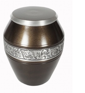 Urne funéraire américaine en métal, urne commémorative en métal pour cendres, urne en métal brun métallisé pour cendres humaines - Product Image 1