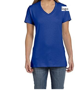 Camiseta de manga corta con cuello en V para mujer, ropa 100% de algodón importada a máquina - Product Image 6