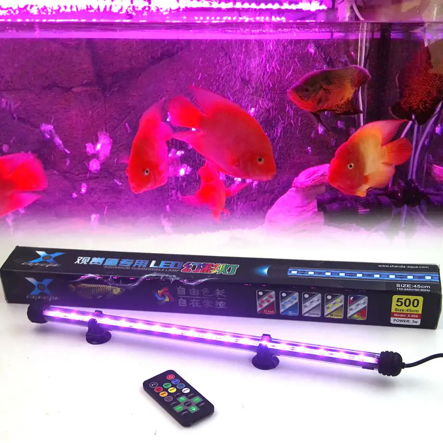 Yüksek kaliteli 25-55cm uzaktan renkli akvaryum LED ışıkları balık tankı mercan lamba 5050 RGB dalgıç ışıkları renk değiştirme ışıkları