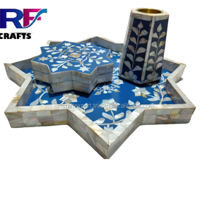 La mejor caja de bandeja árabe Mubkhar Bakhoo hecha a mano, juego de quemador de incienso con incrustaciones de hueso artesanal para decoración del hogar, bandejas para servir - Product Image 6