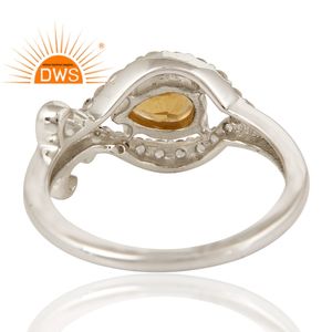 Bague en argent sterling 925, collection classique, avec pierre précieuse en topaze blanche et citrine, fabrication artisanale, vente en gros - Product Image 3