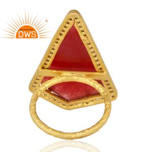 Pretty Looking Sterling <b>925</b> <b>Silver</b> Cocktail <b>Ring</b> For Gift 22k Gold Plated Jewelry Supplier Classic Collection - Product Image 3