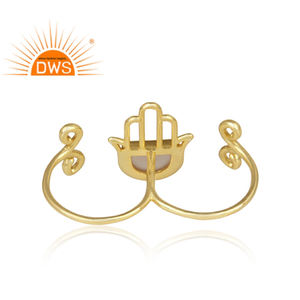 ธรรมชาติกุหลาบ Chalcedony อัญมณีแหวนมือผู้ผลิตเครื่องประดับชุบทอง925เครื่องประดับเงินผู้ค้าส่ง - Product Image 4