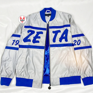 Zpb แจ็คเก็ตสะท้อนแสงแจ็คเก็ตสีดำ100% โพลีเอสเตอร์ Zeta phi Beta ปักโลโก้ทีมด้านหน้าเครื่องแต่งกายกรีกทันสมัย - Product Image 1
