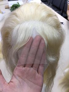 Peluca de encaje completo en color rubio, cabello humano 100%, sin enredos ni caída - Product Image 4