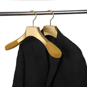 Tùy Chỉnh Màu Vàng Đổ Xô Quần Áo Bằng Gỗ Áo Phù Hợp Với Biểu Tượng Móc - Product Image 2