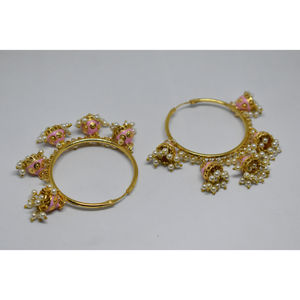 Aretes de Aro de Latón con Acabado Mate Dorado, Estilo Meenakari, para Fiestas, Última Moda, para Niñas y Mujeres - Product Image 3