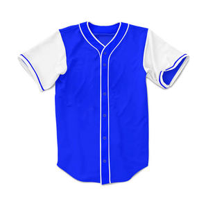 เบสบอลสีขาวสีฟ้าเรียงรายเสื้อที่มีคุณภาพสูงระบายอากาศปักเครื่องแบบเบสบอล/ออกแบบที่กำหนดเองโลโก้และขนาด - Product Image 1