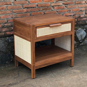 Mesita de noche moderna de madera maciza, cincha tejida de ratán Natural, versátil para dormitorio, sala de estar, escuela, comedor, parque, Villa, Hospital - Product Image 1