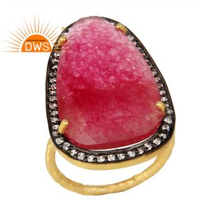 Red Aventurine แหวนเซอร์คอนชุบทอง14K,แหวนเงิน925สำหรับผู้ค้าส่งเครื่องประดับ - Product Image 1