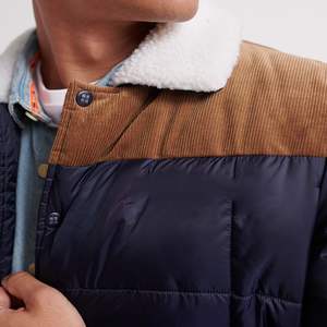 Chaquetas acolchadas de invierno informales para hombre más vendidas, cierre de cremallera de talla grande, tejido de poliéster acanalado, Cuello de piel, punto lavado - Product Image 4