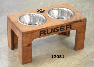 Best Selling Stainless Steel Non Slip <b>Dog</b> Feeding Bowls With Solid Wood <b>Stand</b> Good Quality Metal <b>Food</b> and Water Bowls - Product Image 2