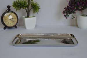 Stainless Steel Hammered Rectangle Tray Hammered Nickel Plated Gold Plated Shining Polish Modern Luxury Exclusive Fancy Server - Product Image 2