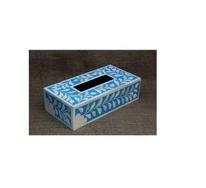 Modern Bone Inlay <b>Blue</b> <b>Tissue</b> Box Dining Table Top Decoration Napkin <b>Paper</b> Storage for Customized Size - Product Image 1