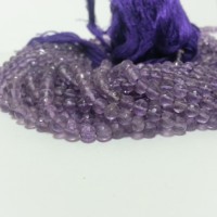 Perles rondes facettées en améthyste violette naturelle de 4 mm et 5 mm, qualité AAA, faites à la main en Inde, en fil.