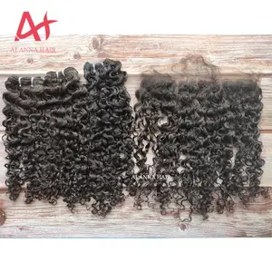 Alanna 원시 캄보디아 헤어 공급 업체 도매 고품질의 원시 캄보디아 곱슬 머리 번들 클로저 정면 100% 인간의 머리카락