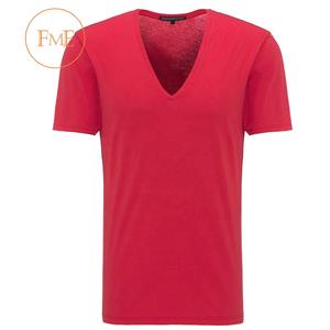 Camiseta personalizada 100% de algodón con cuello en V para hombre, camiseta informal de manga corta con logotipo bordado de talla grande, venta al por mayor - Product Image 4