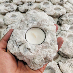 Support de bougie en pierre de lune arc-en-ciel, pierre précieuse naturelle, en argile mate, pour bougies coniques, vente en gros, article cadeau - Product Image 2