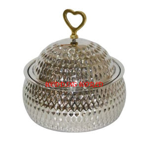 Marmite martelée en or avec support arabe Casserole de vaisselle de forme ronde Dernière collection Réchauffeur d'aliments en métal fantaisie - Product Image 3