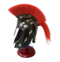 Casque d'Achille Troy médiéval et armure grecque avec artisanat en métal Plume rouge pour décor de bureau Costume d'armure de chevalier
