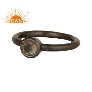 แหวนเงินแท้925แข็งขายส่งเครื่องประดับรอบตัดลาบราดอไรต์ธรรมชาติพลอยซ้อนแหวน - Product Image 1