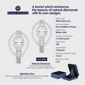 ต่างหูทองคำขาวทรงกลมสีทอง14K สำหรับสตรีโบราณพร้อมเพชร - Product Image 4