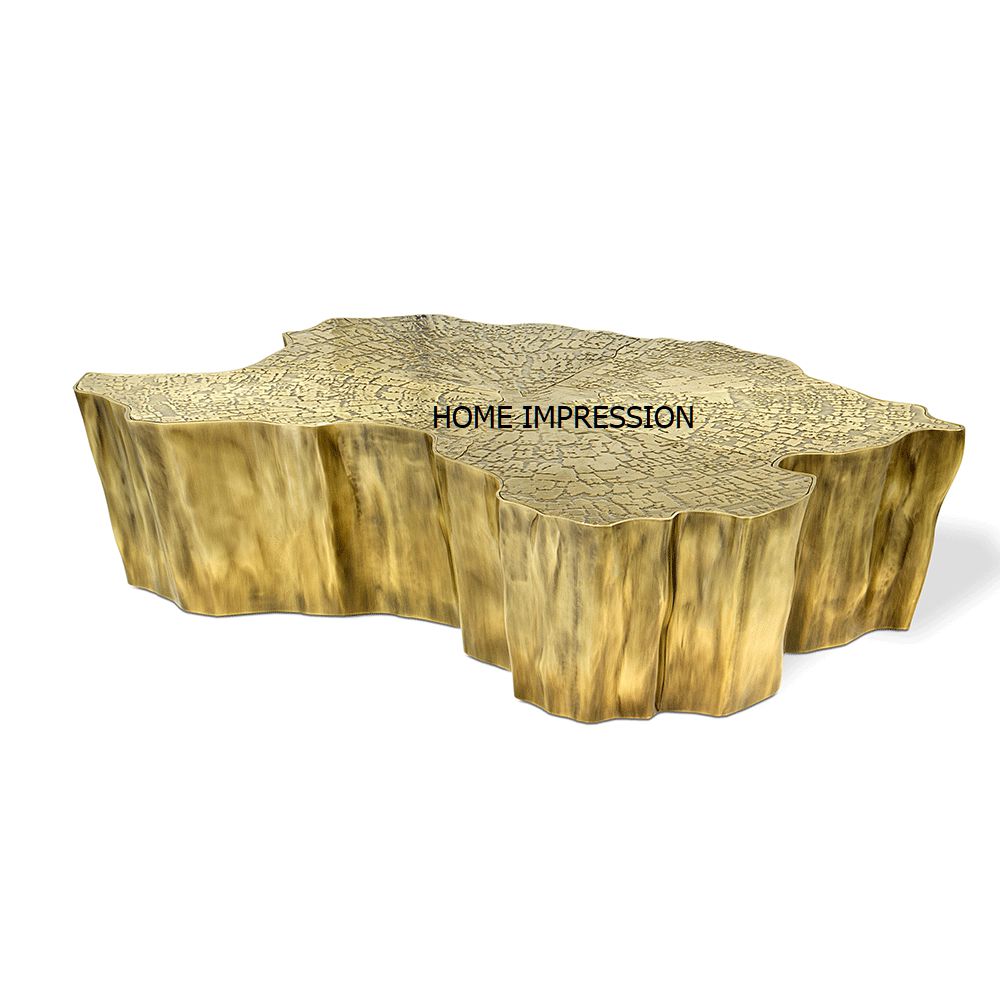Hammered Gold Tables: Luxury Restaurant & Hotel Designer Furniture by HOME IMPRESSION