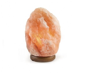 Lámparas de Cristal de Sal del Himalaya de Material Orgánico, Alta Calidad, Forma Geométrica, Técnica de Pulido, Tacto Real, Base de Madera - Product Image 1