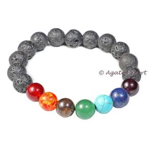 2023 nueva llegada Lava Seven Chakra pulsera comprar hecho a mano piedra natural con cuentas chakra 7 pulseras - Product Image 1
