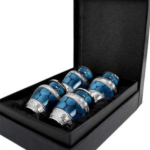 ชุดของชำร่วยขนาดเล็กสีฟ้ารูปโกศ4ชิ้น | โกศขนาดเล็กสำหรับมนุษย์ขี้เถ้าทำมือขนาดเล็กกันรอยขีดข่วน - Product Image 3