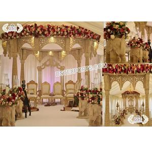 มณฑปงานแต่งงานแบบราชวงศ์พร้อมเสาฐานรูปช้าง ดีไซน์หรูหราด้วยไม้เทียม สำหรับงานแต่งงานแบบฮินดูในสหรัฐอเมริกา - Product Image 1