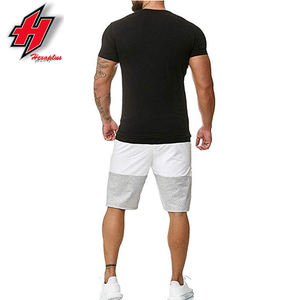 Tenues d'été 2 pièces décontractées pour hommes, survêtements légers et réversibles, ensemble short coupe-vent grande taille aux couleurs contrastées, OEM - Product Image 2