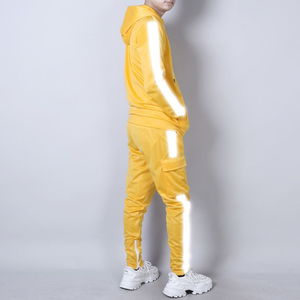 Kliou — survêtement de jogging pour hommes, ensemble 2 pièces en nylon à rayures réfléchissantes, fermeture éclair, étiquette privée personnalisée, nouveau design - Product Image 2