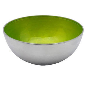 Suministros Directos de Fábrica, Tazón Metálico Moderno, Interior Verde, Exterior Plateado, Acabado Pulido, Tazón para Servir en el Hogar al Precio Más Bajo - Product Image 1