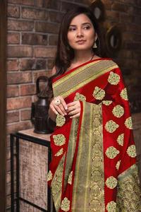 Bollywood Designer Saree Miroir Travail Fleur Conception Doux Soie Viscose Rayonne Tissu Impression Numérique Marron Couleur De Luxe Sari Blouse - Product Image 5