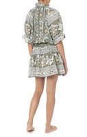 Robe Vintage évasée à miroir scintillant pour femmes, tunique pour filles, tenue parfaite, couleur grise, avec broderie imprimée