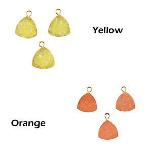 Suministro al por mayor a granel azúcar amarillo Natural Druzy FORMA DE trillón DIY conector de fianza individual conector colgante chapado en oro - Product Image 5