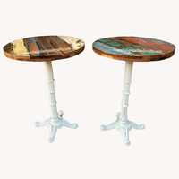 Meubles en fonte de café ronds en bois argenté, meubles en métal industriel, socle araignée revêtu de poudre, mobilier de maison, Restaurant