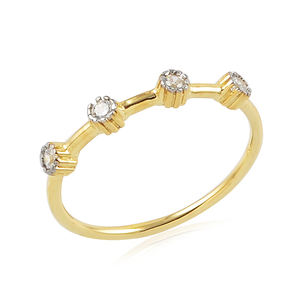 Anillo de Bodas de piedra blanca de circón de Plata de Ley 925 minimalista chapado en oro de diseño de lujo - Product Image 1