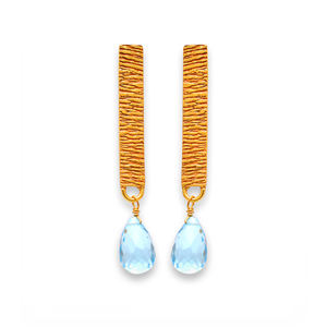 Pendiente de Plata de Ley 925 con piedras preciosas de Topacio Azul, joyería romántica chapada en plata, pendiente de moda para regalo de boda para mujer - Product Image 4