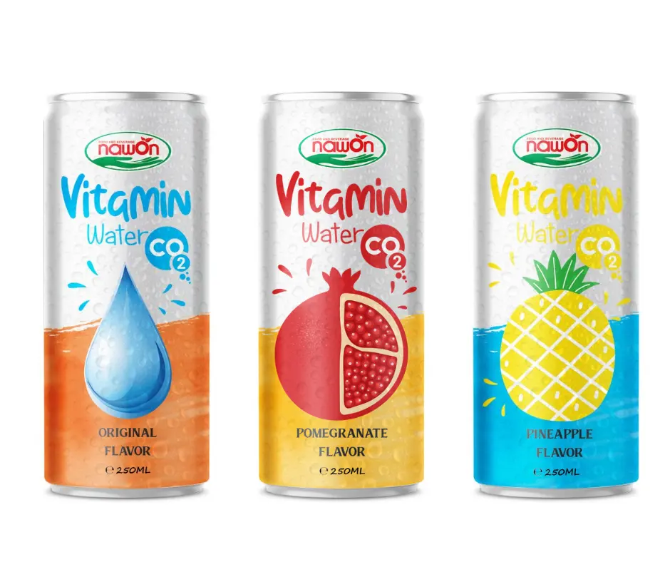 Vietnamese Vitamin Water 250ML in Can Pomegranate Flavor Wholesale Price HALAL GMP Beverage Manufacturer
