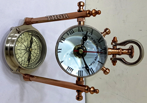 ตารางนาฬิกาทองเหลืองเข็มทิศมีเวลาดีกว่านาฬิกาตารางทองแดงและทองเหลืองขัดตารางนาฬิกาตกแต่งบ้าน - Product Image 2