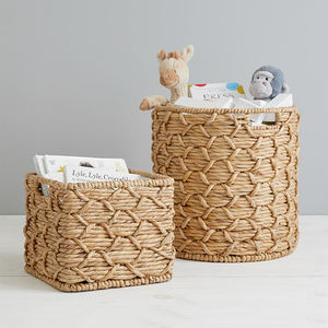 Ensemble de 4 paniers de rangement en jacinthe d'eau faits à la main, écologiques, en rotin tressé, pour vêtements - Prix abordable - Product Image 4