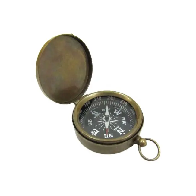 Outdoor Camping Hiking Survival Compass Copper Mini Handheld Portable Working Compass Qjx C99 Christmas Gift Student Case Gold