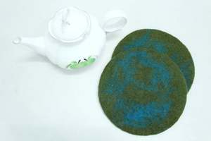 "20 CM Round Handmade Plain Heat pads"-"Kitchen Pot Holder"-"Eco-friendly Table <b>Trivet</b>" "Sustainable Handmade Felt Coaster" - Product Image 3