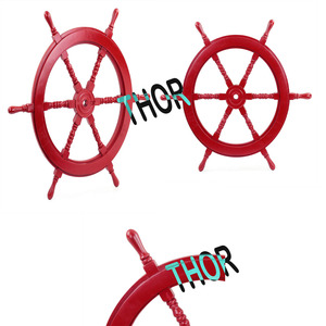 ล้อเรือไม้ทะเล24นิ้วไม้ขัดเงาสีแดงสำหรับตกแต่งและของสะสม - Product Image 2