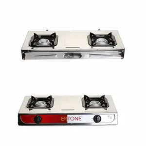 Hausberg - Ertone / High Quality Gas Stove With Double Burners / Silver / Automatic Ignition