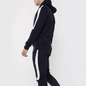 Chándal de algodón liso con cremallera para hombre, ropa de chándal a granel con rayas - Product Image 4