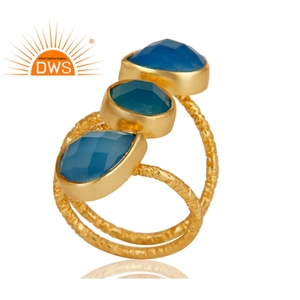 Handmade Blue Chalcedony Gemstone <b>Sterling</b> <b>Silver</b> Jewelry Supplier Bezel <b>Set</b> Joint <b>Ring</b> for Women Jewelry Wholesale - Product Image 2