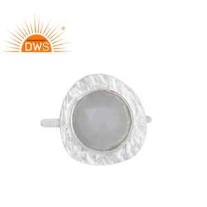 Bague avec pierre de lune précieuse grise naturelle, en argent sterling 925, ajustable, fournitures de bijoux - Product Image 1